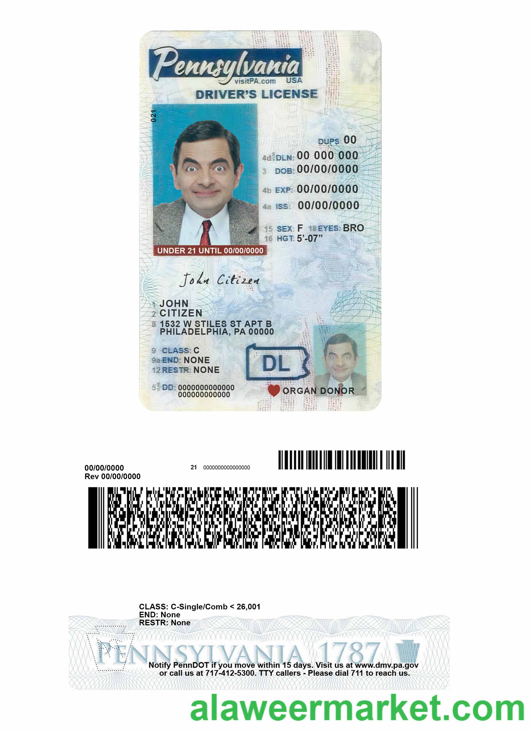 USA Pennsylvania driving license under 21
